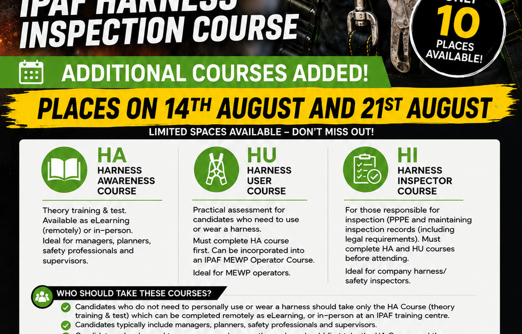 Scorching AUGUst deals – IPAF harness inspection course